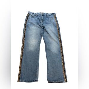 Jen7 by 7 for All Mankind Ankle Straight Snake Stripe Denim Jeans size 12